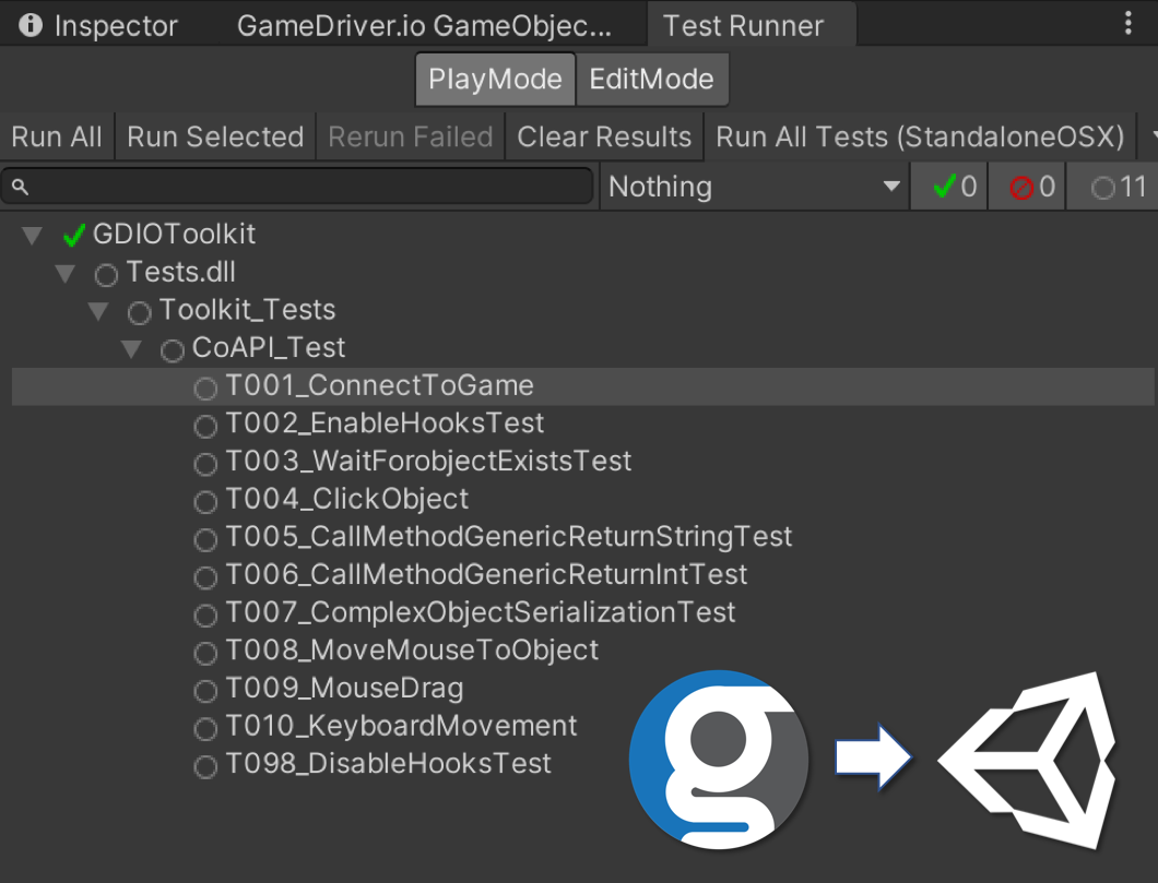 Using GameDriver with the Unity Test Framework (UTF)